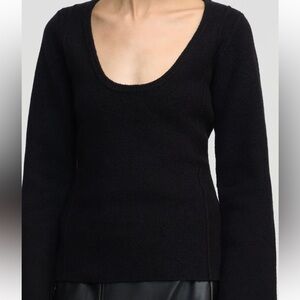 Modern Citizen Camilla Seam-Detail Scoop-Neck Sweater Deep Black Knit Top Sz 1X